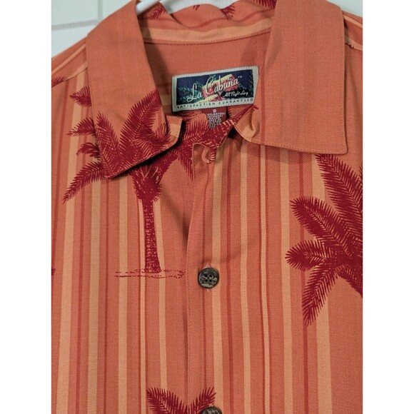 La Cabana Hawaiian Shirt Mens Small Orange S/S Button Up Palm Trees Retro - Picture 2 of 7